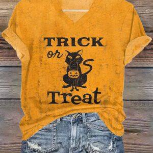 Black Cat Trick Or Treat Halloween Shirt