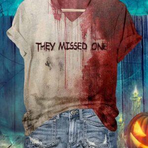 Blood They Missed One Halloween V Neck Shirt