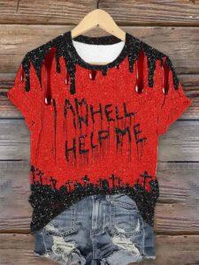 Bloody I Am In Hell Help Me Halloween Print Shirt Bloody I Am In Hell Help Me Halloween Print Shirt