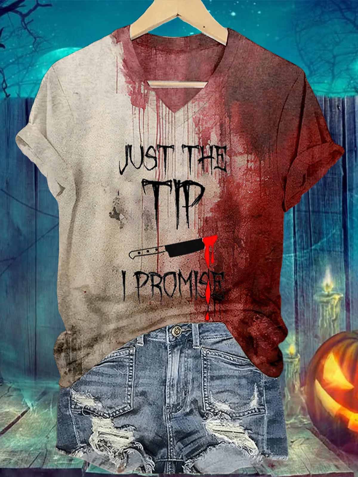 Bloody Just The Tip I Promise Halloween Shirt Bloody Just The Tip I Promise Halloween Shirt