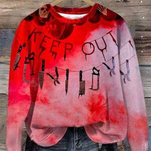 Bloody Keep Out Halloween Print Shirt