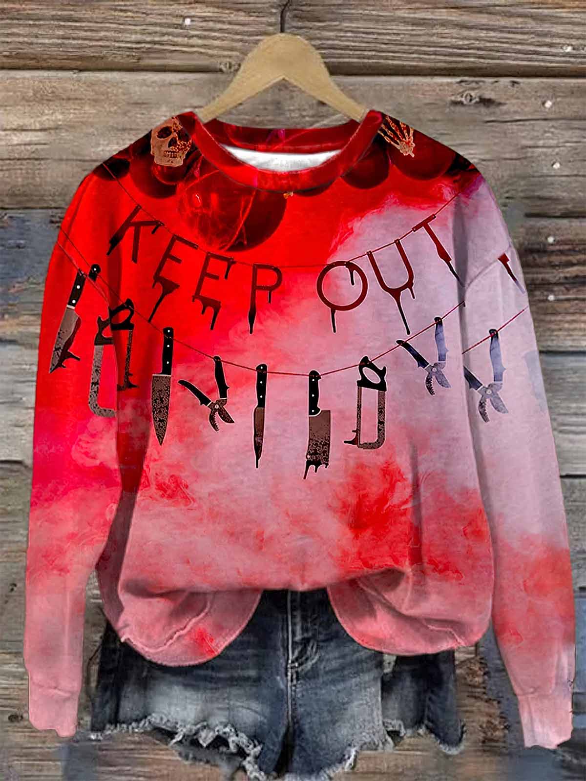 Bloody Keep Out Halloween Print Shirt Bloody Keep Out Halloween Print Shirt