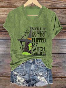 Halloween Buckle Up Buttercup You Just Flipped My Witch Switch Shirt
