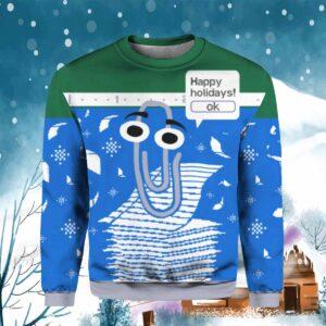 Clippy Happy Holidays Ok Christmas Sweater