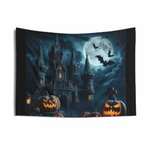 Creepy Castle Halloween Tapestry