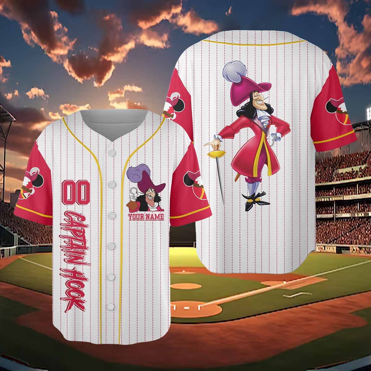 Custom Captain Hook Baseball Jersey Custom Captain Hook Baseball Jersey