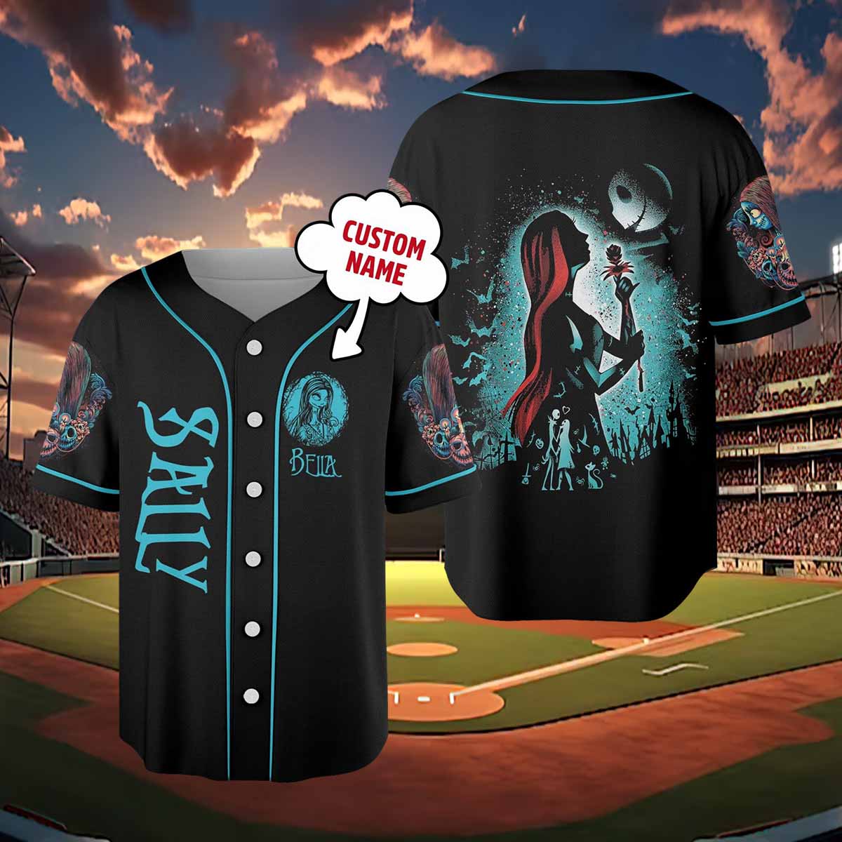 Custom Sally Nightmare Halloween Baseball Jersey Custom Sally Nightmare Halloween Baseball Jersey