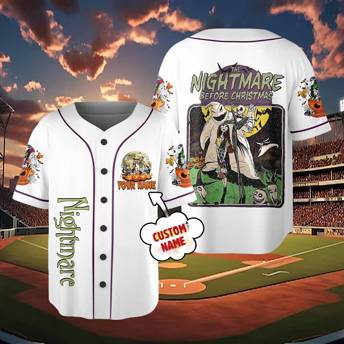 Custom The Nightmare Before Christmas Baseball Jersey Custom The Nightmare Before Christmas Baseball Jersey