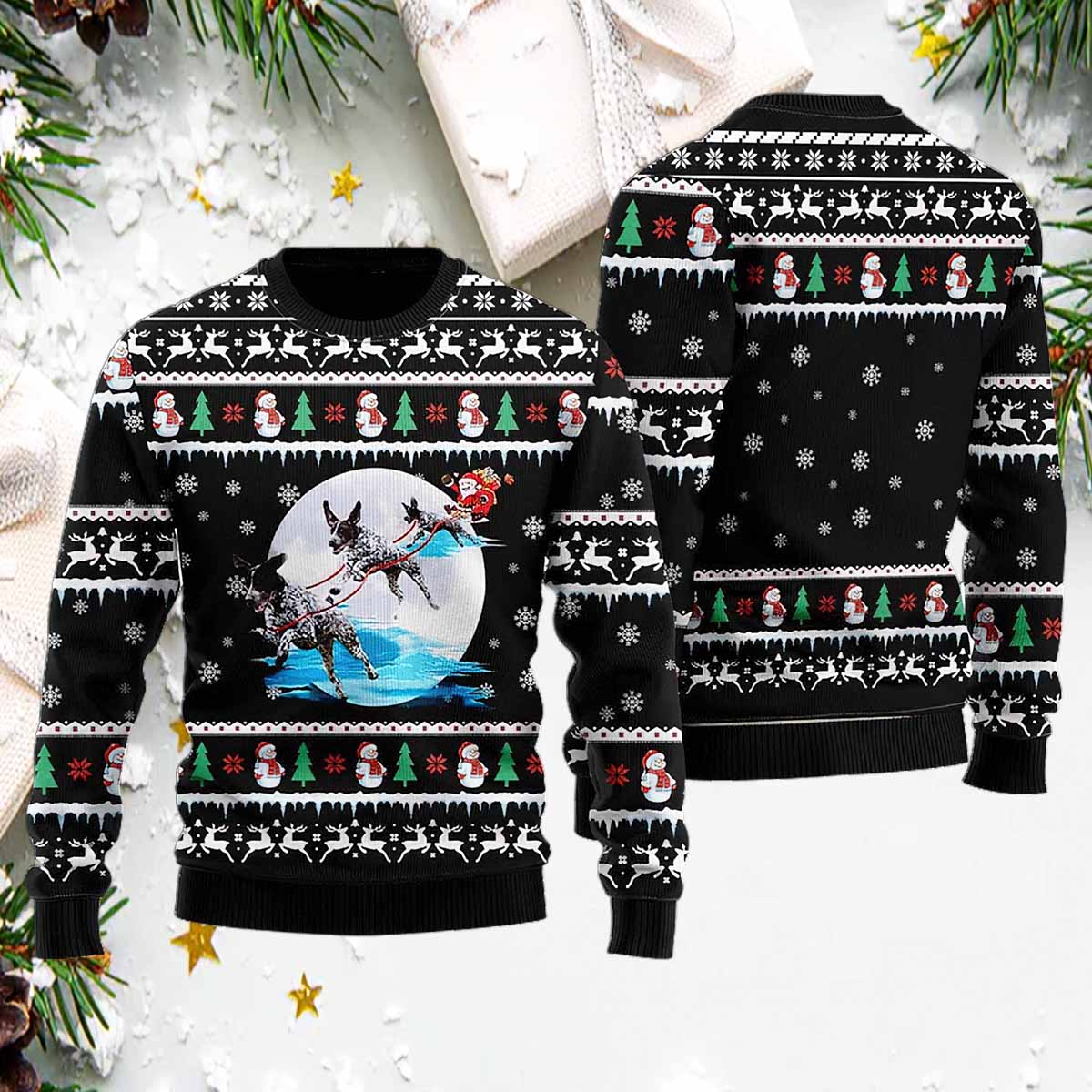 German Shorthaired Pointer Santa On Highway Ugly Christmas Sweater German Shorthaired Pointer Santa On Highway Ugly Christmas Sweater