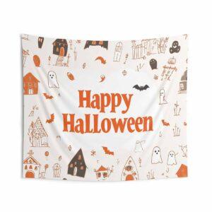 Happy Halloween Spooky and Fun Tapestry Happy Halloween Spooky and Fun Tapestry