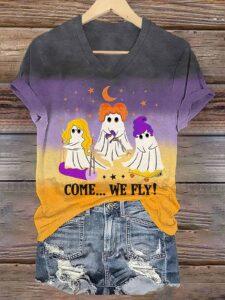 Hocus Pocus Come We Fly Halloween Print Shirt