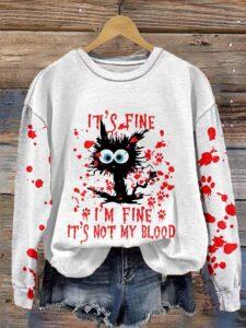 It Is Fine I’m Fine It’s Not My Blood Halloween Print Shirt It Is Fine I’m Fine It’s Not My Blood Halloween Print Shirt
