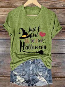 Just A Girl Who Loves Halloween Shirt Just A Girl Who Loves Halloween Shirt