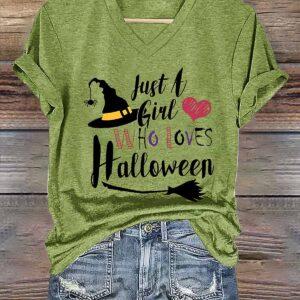 Just A Girl Who Loves Halloween Shirt