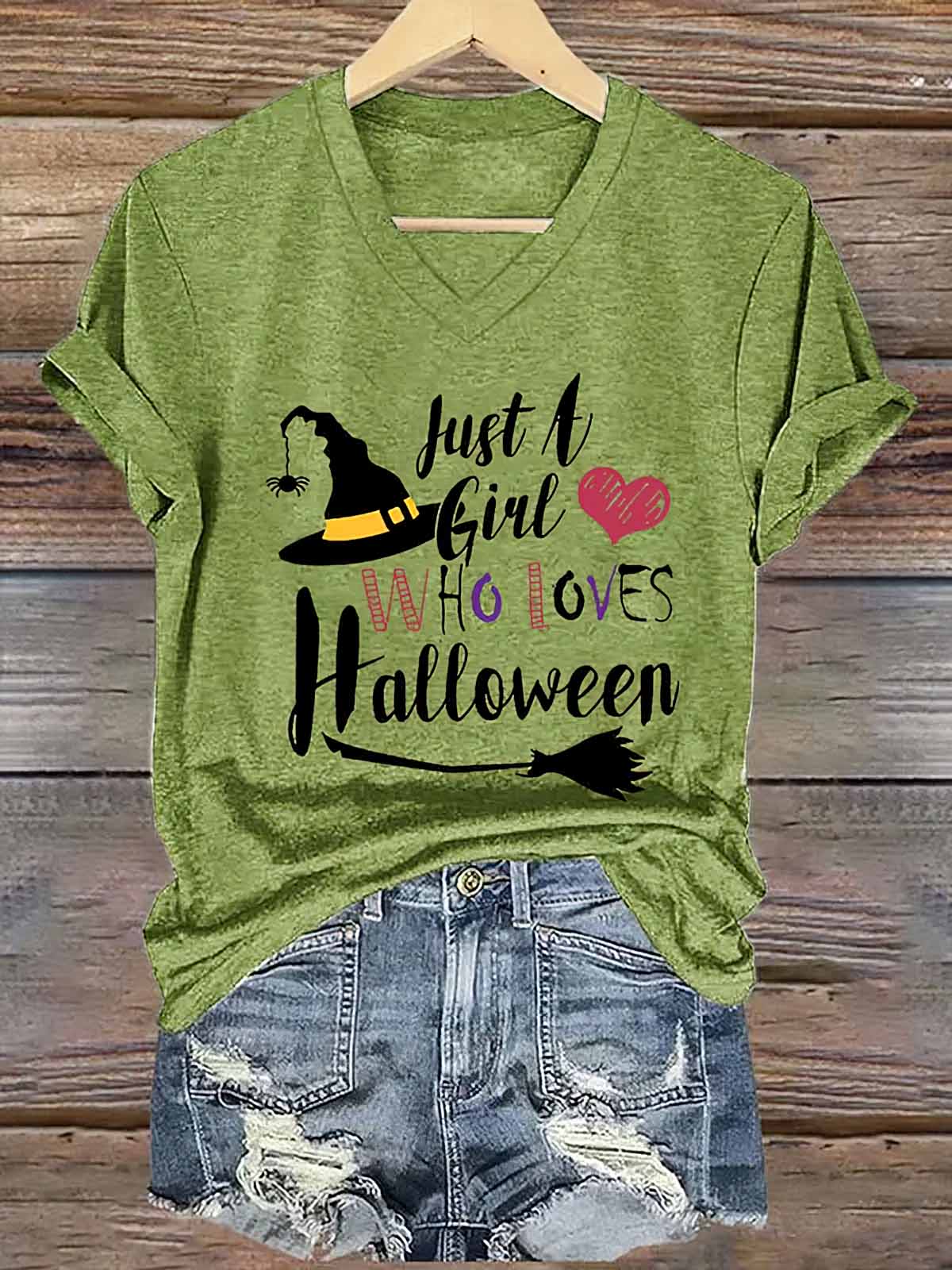 Just A Girl Who Loves Halloween Shirt Just A Girl Who Loves Halloween Shirt