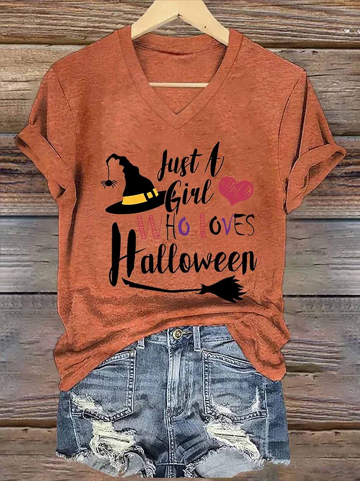 Just A Girl Who Loves Halloween Shirt Just A Girl Who Loves Halloween Shirt