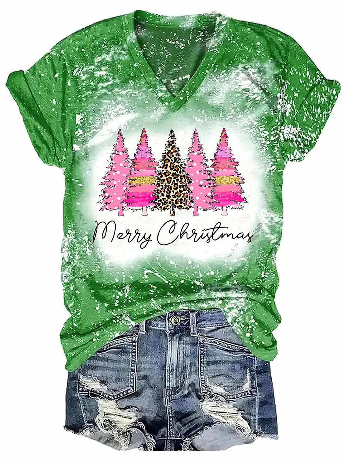 Merry Christmas Pine Tree Print T Shirt Merry Christmas Pine Tree Print T-Shirt