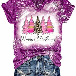 Merry Christmas Pine Tree Print T-Shirt 6 Merry Christmas Pine Tree Print T Shirt1