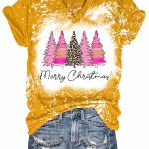 Merry Christmas Pine Tree Print T-Shirt 5 Merry Christmas Pine Tree Print T Shirt2