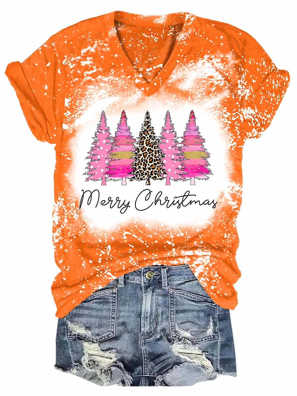Merry Christmas Pine Tree Print T-Shirt Merry Christmas Pine Tree Print T-Shirt