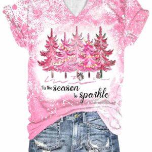Merry Christmas Pine Tree Print T-Shirt 2 Merry Christmas Pine Tree Print T Shirt