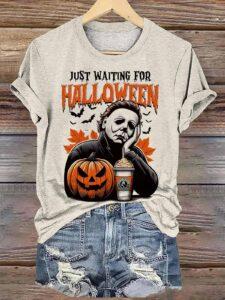Just Waiting For Halloween Michael Myers Shirt Just Waiting For Halloween Michael Myers Shirt