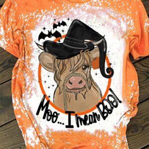 Moo I Mean Boo Cow Halloween Shirt