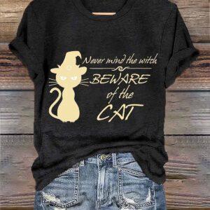 Never Mind The With Beware Of The Cat Halloween Shirt