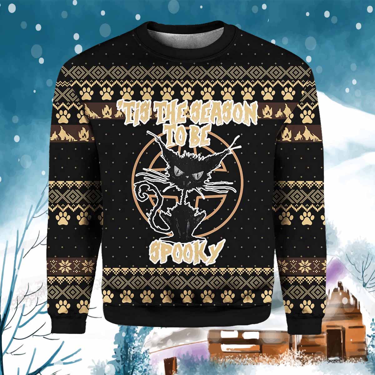 Tis The Season To Be Spooky Ugly Christmas Sweater Tis The Season To Be Spooky Christmas Sweater