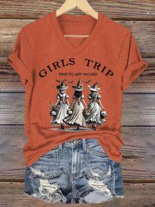 Women Girls Trip Time To Get Wicked Halloween Shirt