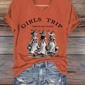 Women Girls Trip Time To Get Wicked Halloween Shirt