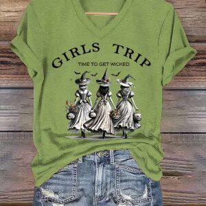 Women Girls Trip Time To Get Wicked Halloween Shirt