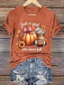 Women Just A Girl Who Loves Fall Shirt Women Just A Girl Who Loves Fall Shirt