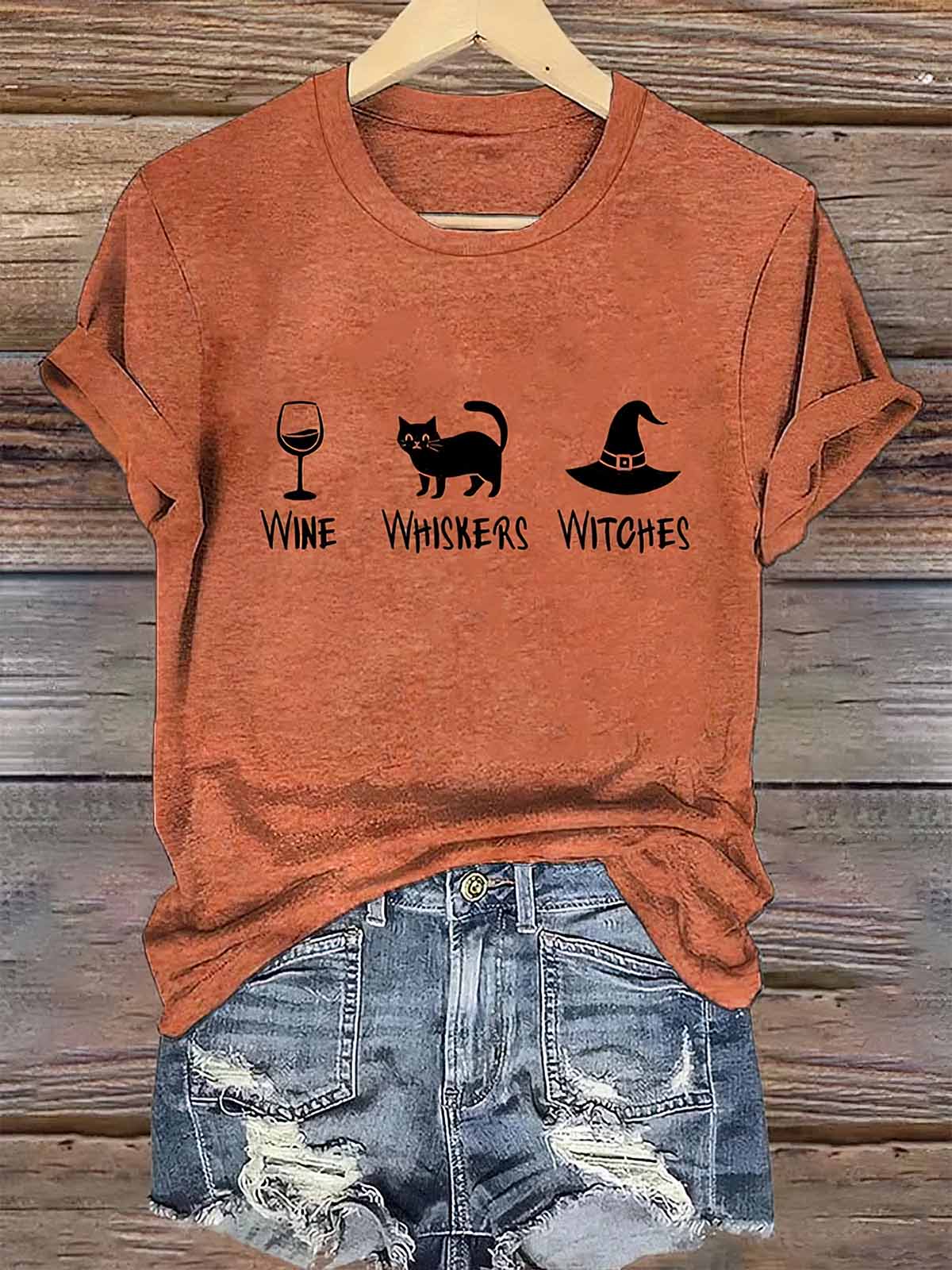 Women Wine Whiskers Witches Halloween Shirt Women Wine Whiskers Witches Halloween Shirt