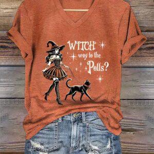 Women Witch Way to The Polls Halloween Shirt