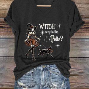 Women Witch Way to The Polls Halloween Shirt