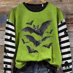 Women’s Bat Print Crew Neck Sweatshirt
