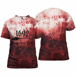 Women’s Bloody 1692 They Missed One Print Halloween Shirt Women’s Bloody 1692 They Missed One Print Halloween Shirt