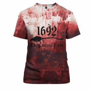 Women's Bloody 1692 They Missed One Print Halloween Shirt1