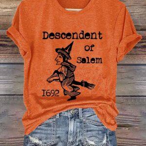 Women's Descendent Of Salem 1692 Halloween Shirt