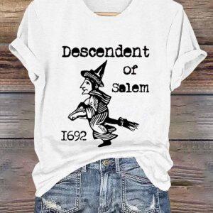 Women's Descendent Of Salem 1692 Halloween Shirt
