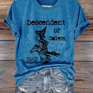 Women's Descendent Of Salem 1692 Halloween Shirt