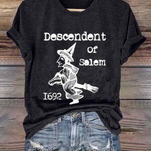 Women's Descendent Of Salem 1692 Halloween Shirt
