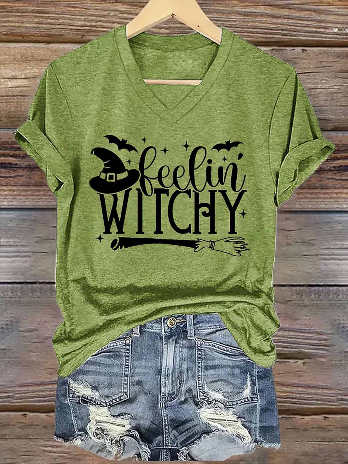 Women's Feelin Witchy Halloween Shirt Women's Feelin Witchy Halloween Shirt