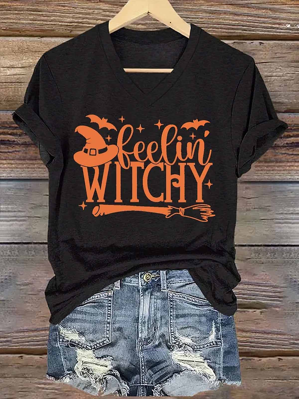 Women’s Feelin Witchy Halloween Shirt Women’s Feelin Witchy Halloween Shirt