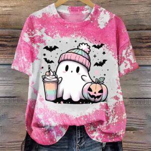 Women’s Halloween Cute Ghost Print Shirt