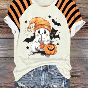 Women’s Halloween Ghost Casual Printed T-Shirt
