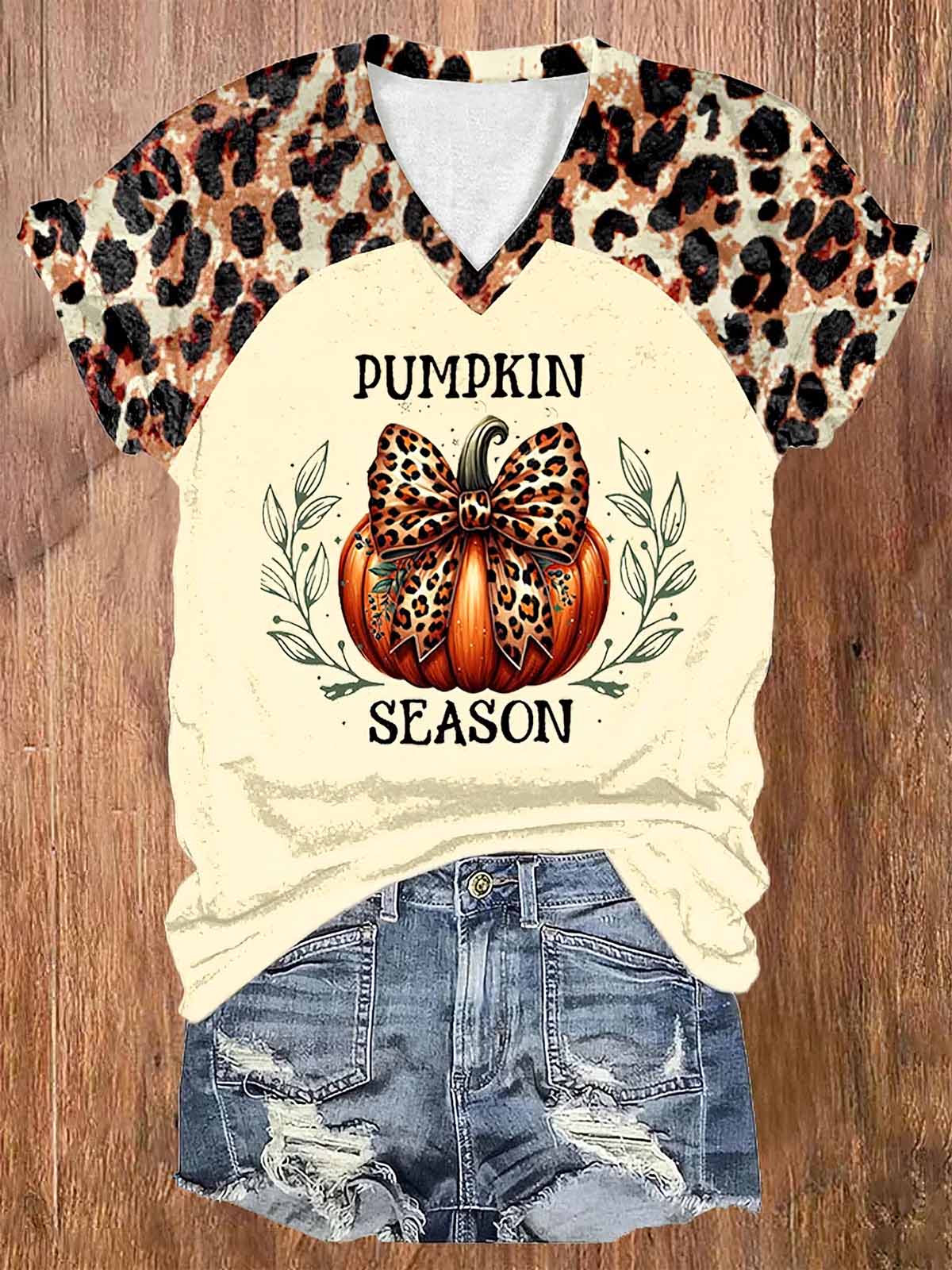 Women's Halloween Pumpkin Print Casual V Neck T Shirt Women's Halloween Pumpkin Print Casual V-Neck T-Shirt