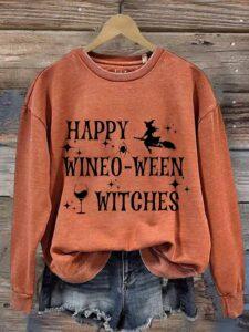 Women’s Happy Wineo Ween Witches Halloween Shirt