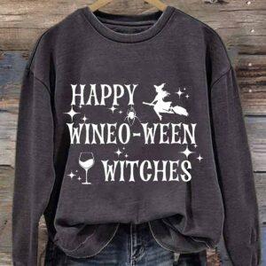 Women's Happy Wineo Ween Witches Halloween Shirt 1 Women's Happy Wineo Ween Witches Halloween Shirt